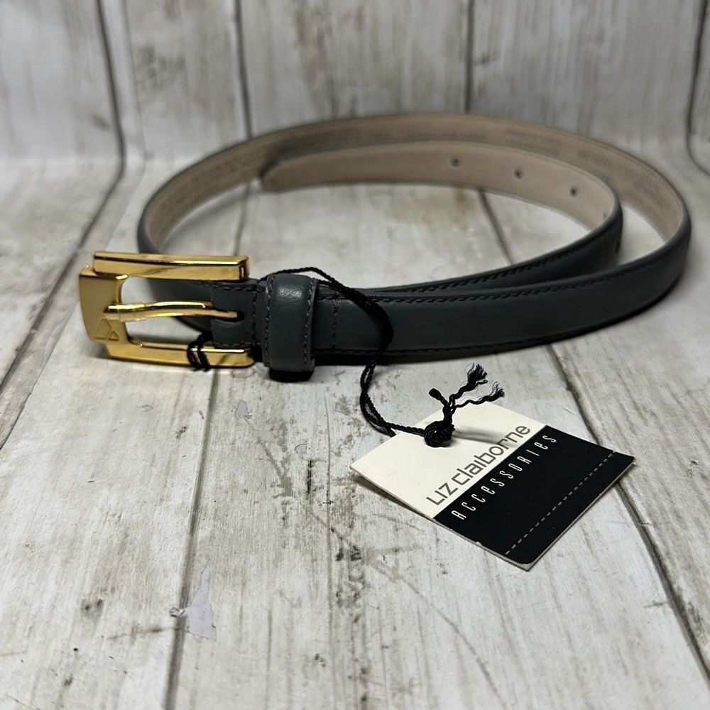 Liz Claiborne Womens Gray Leather Belt size small Style no. FE942407
